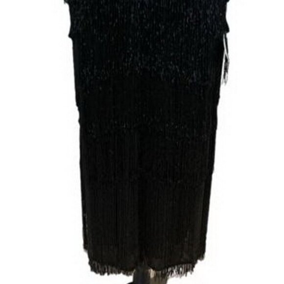 ASOS Design Curve Black Fringe Mini Dress - Picture 2 of 4